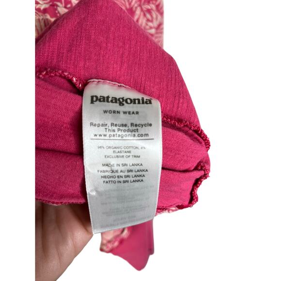 Patagonia Amber Dawn Dress Women L Pink Floral Criss Cross Back Worn Wear - Picture 6 of 8